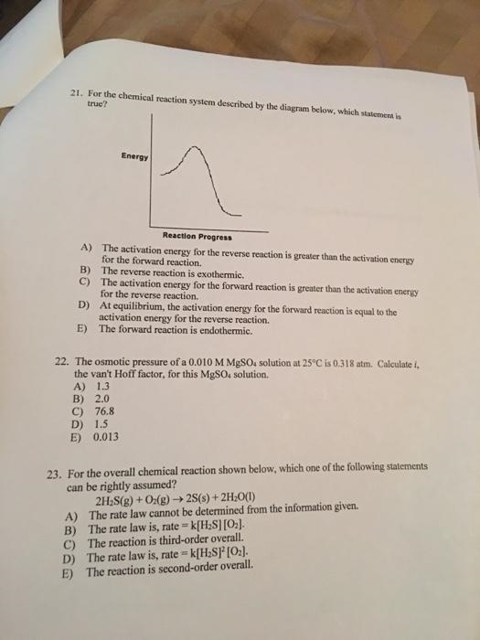 For the chemical reaction system described by the diagram below, which statement is-example-1