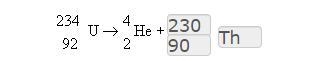 Complete the following radioactive decay problem. 238\92u arrow 4/2he 234/90th arrow-example-1