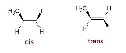 Draw the 3D representation of CH3CHCHI. Mark your drawing as cis or trans.-example-1