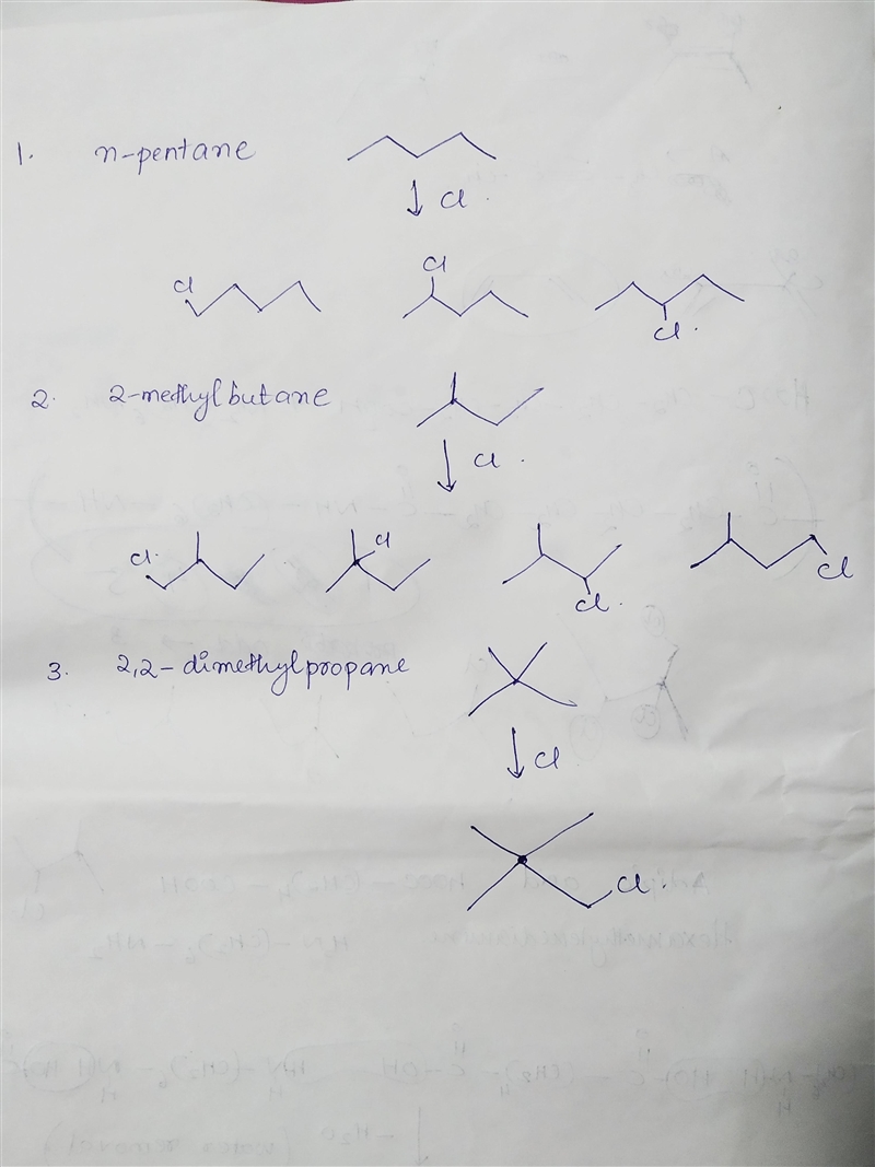 There are three constitutional isomers with the molecular formula C5H12. Chlorination-example-1