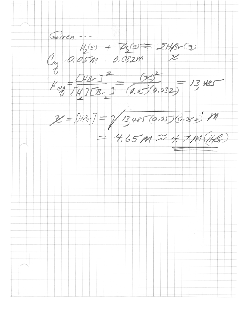 H2 (g) + Br2 (g) <=> 2 HBr (g) the equilibrium constant is 13485. At equilibrium-example-1