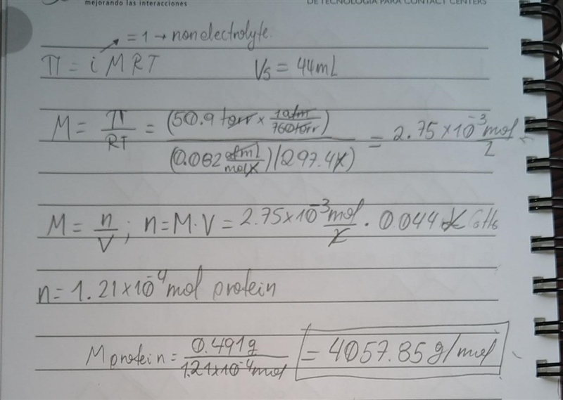 When 0.491 grams of a protein were dissolved in 44 mL of benzene at 24.4 degrees C-example-1