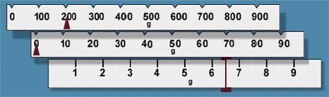 The mass of an object is shown on a triple beam balance. It is displacing water. (Image-example-1