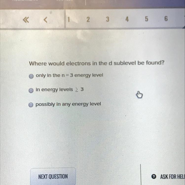 Where would electrons in the d sub level be found-example-1