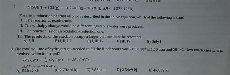 Please explain, I don't understand. 7. For the combustion of ethyl alcohol as described-example-1