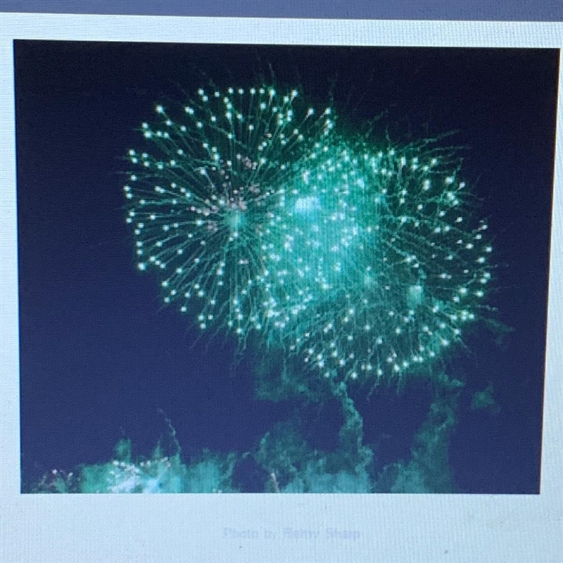 What is the most likely metal ion present in the fireworks shown in the image? A. calcium-example-1