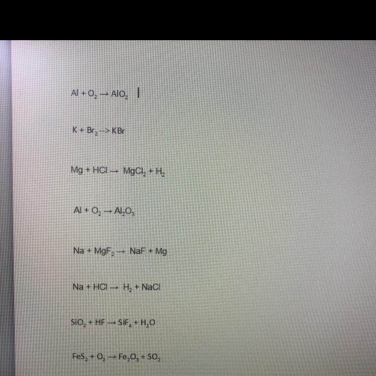 PLEASE HELP! For each reaction below, write the balanced equation.-example-1