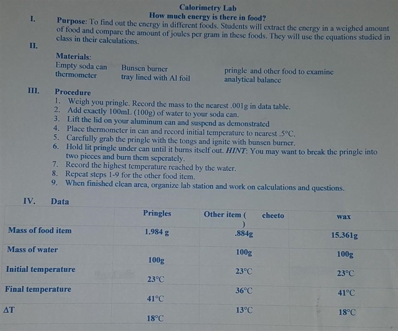 Questions 1. Which food item gives you the most energy per gram? Compare the larger-example-1