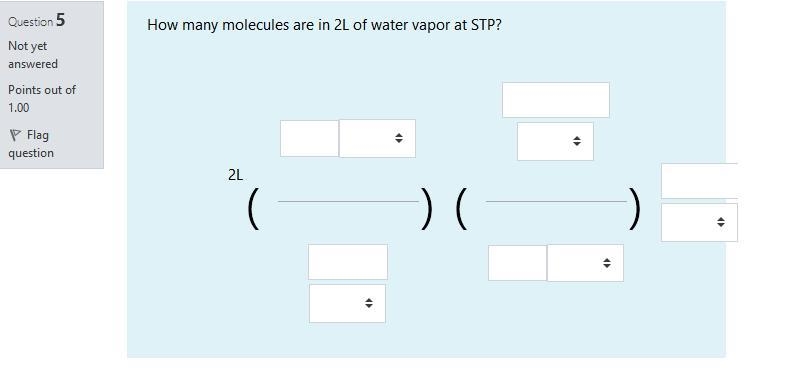 How many molecules are in 2L of water vapor at STP?-example-1