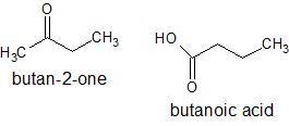 Which region in the IR spectrum could be used to distinguish between butanoic acid-example-1