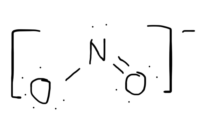 Draw the Lewis structure for NO2-. How many single bonds, double bonds, triple bonds-example-1