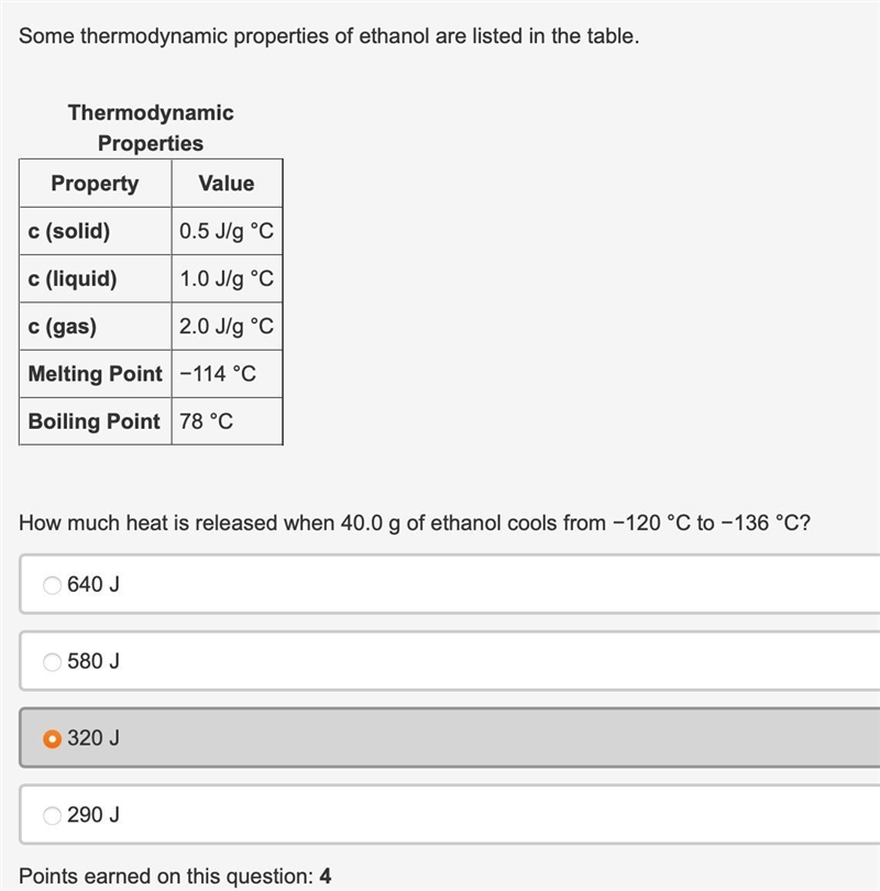 Some thermodynamic properties of ethanol are listed in the table. Thermodynamic Properties-example-1