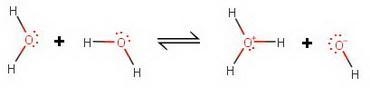 Complete the equation for the ionization of water by drawing the conjugate acid and-example-1