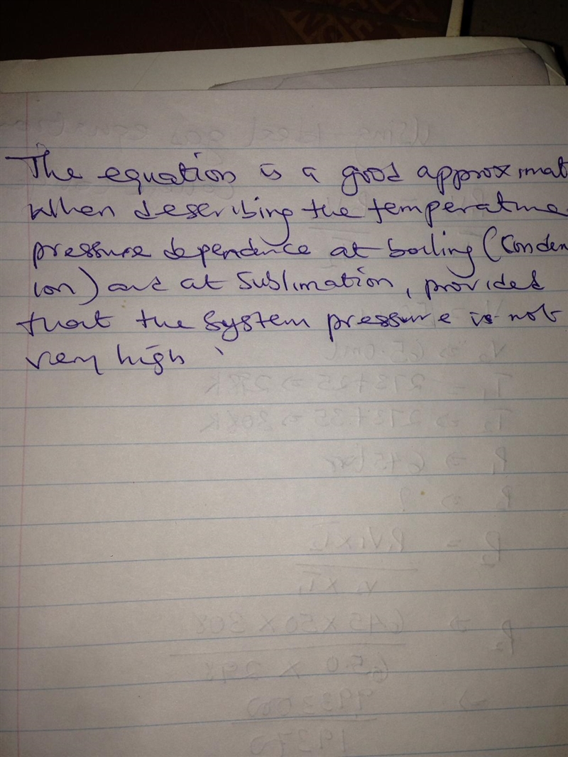 Phase changes!a. Write out the Clapeyron equation and explain what it describes.b-example-1