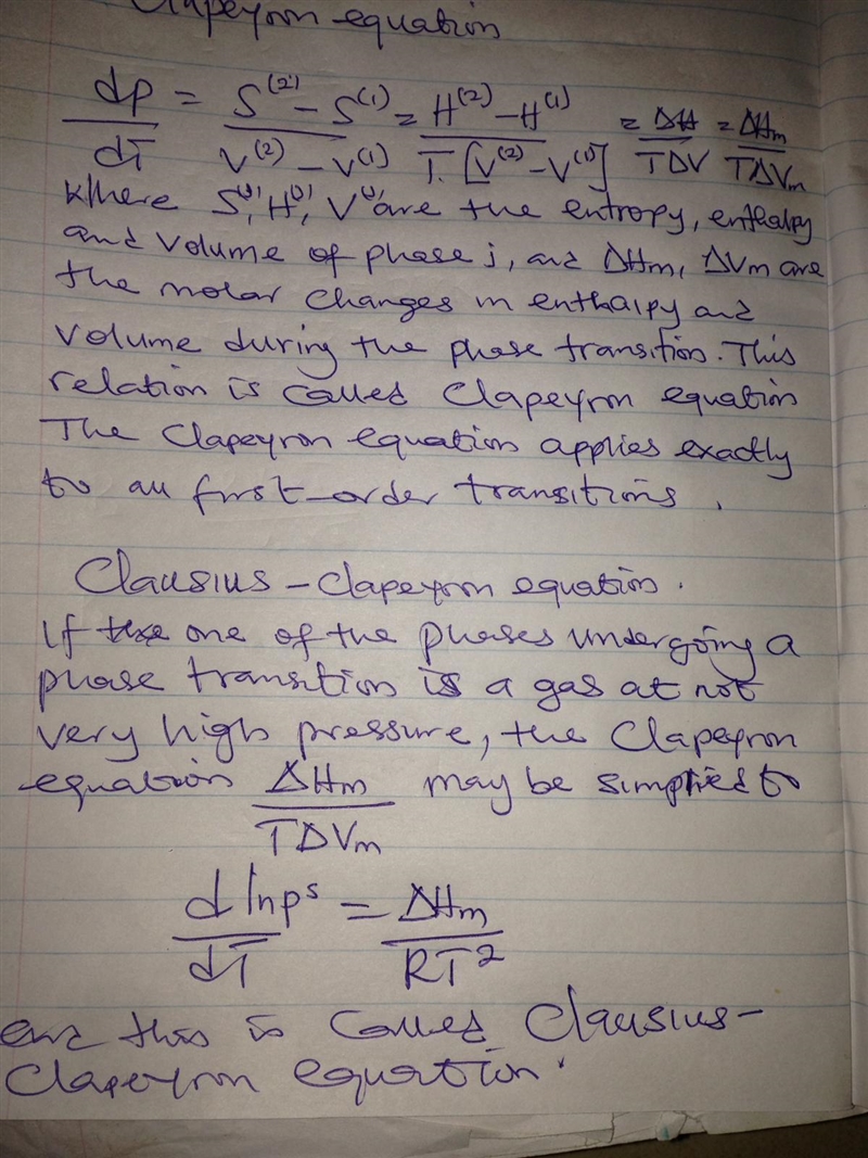 Phase changes!a. Write out the Clapeyron equation and explain what it describes.b-example-2