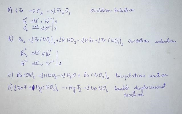 Balance and state of the reactions are precipitation, acid/base, or oxidation/reduction-example-1