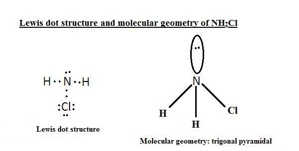 Lewis structure and molecular geometry for NH2Cl-example-1