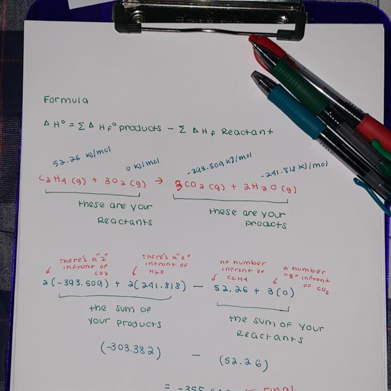 Use the standard enthalpies of formation for the reactants and products to solve for-example-1