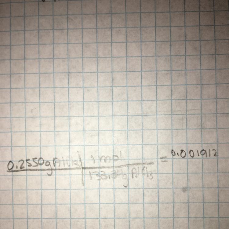 How many moles of chloride ions are in 0.2550 g of aluminum chloride using AlCl3 's-example-1