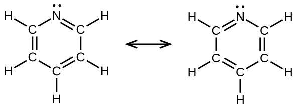 Complete the Lewis structures for pyridine (C5H5N) showing the two most common resonance-example-1