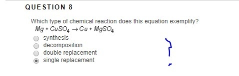 Which type of chemical reaction does this equation exemplify? synthesis decomposition-example-1