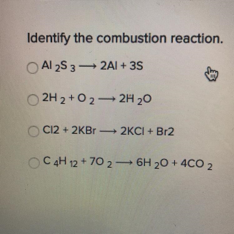 Identify the combustion reaction-example-1