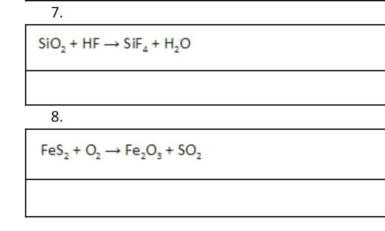 For each of the 8 reactions below, write the balanced equation. Please help!-example-1