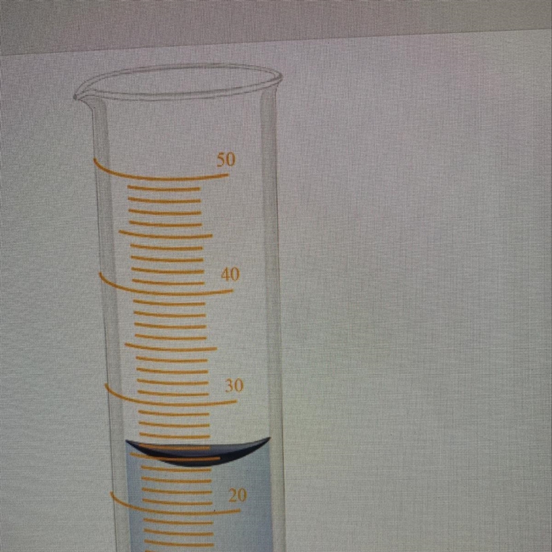 The given graduated cylinder is calibrated in milliliters (mL). Determine the volume-example-1