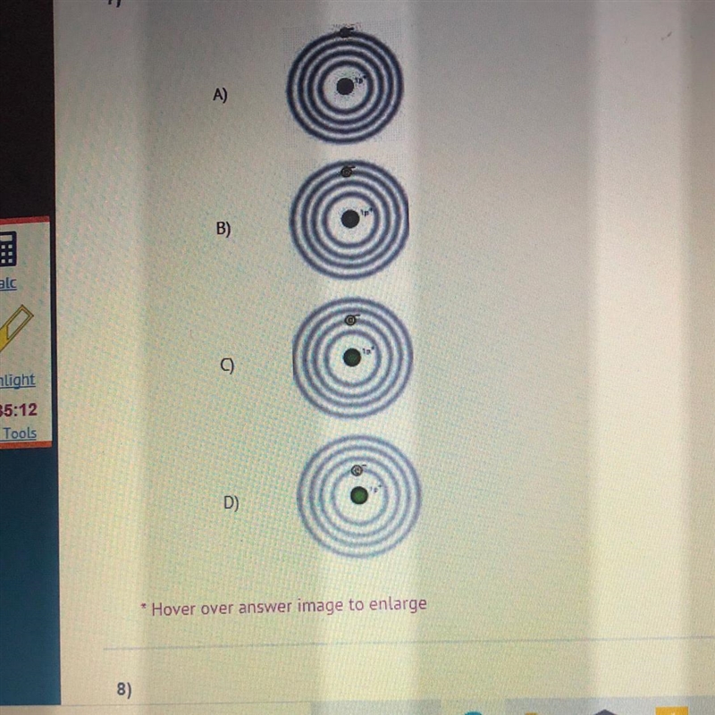 Which of the diagrams shows the placement of the electron in the lowest energy level-example-1