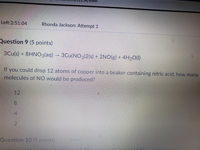 If you could drop 12 atoms of copper onto a beaker containing nitric acid, how many-example-1