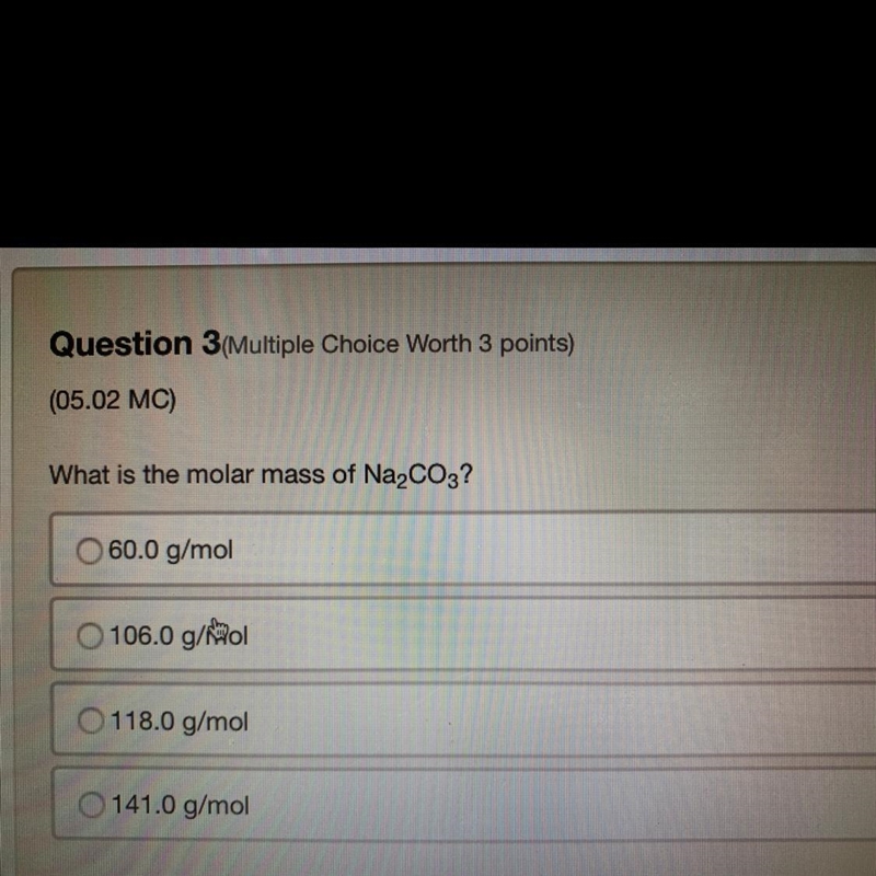 HELP ASAP! what is the molar mass of Na2CO3?-example-1