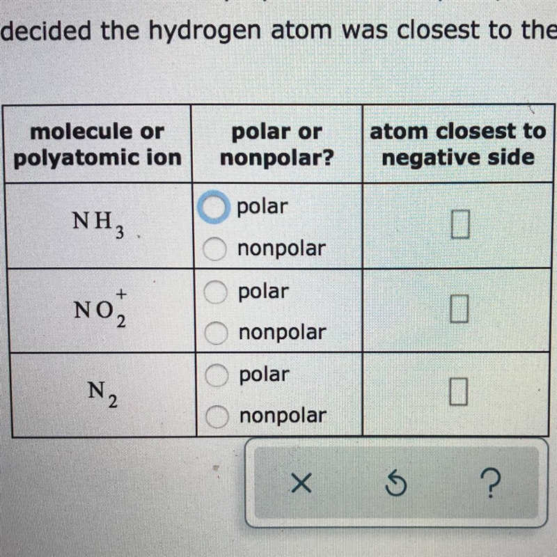 Determining wether the molecule is polar or non polar-example-1