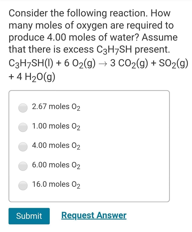 How many moles of oxygen are required to produce 4 moles of water?​-example-1