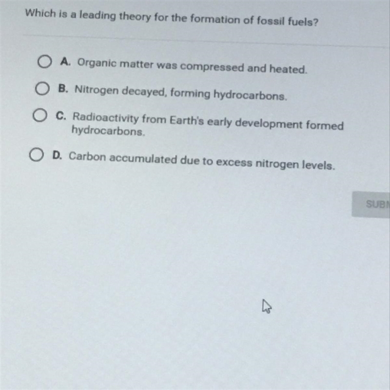 What is a leading theory for the information of fossil fuels?-example-1