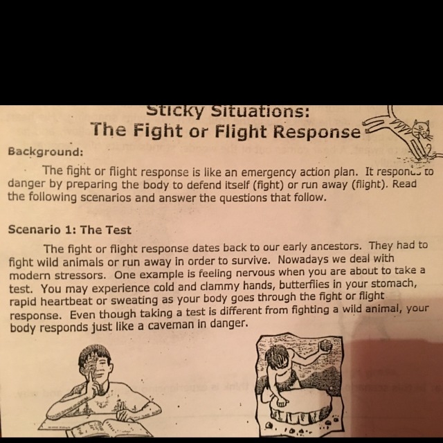 What are 2 modern day stressors that could cause the fight or flight response?-example-1