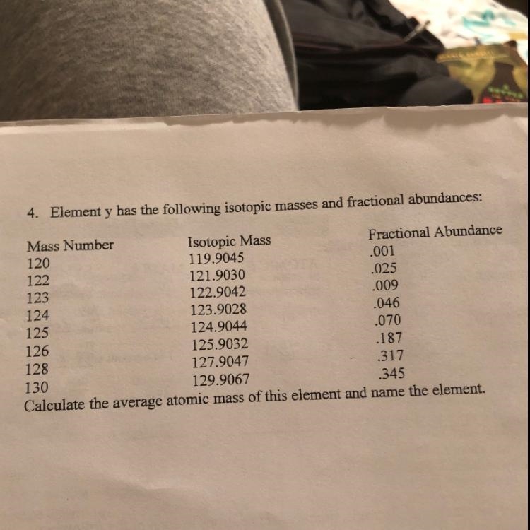 How do I find the average atomic mass of the element-example-1