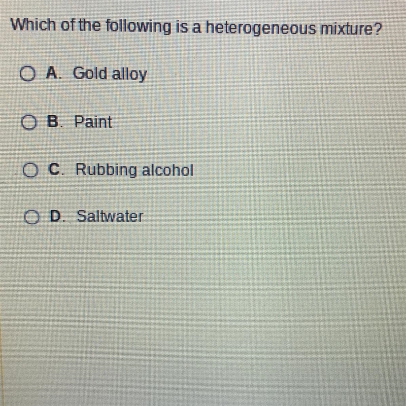 Which of the following is a heterogeneous mixture?-example-1