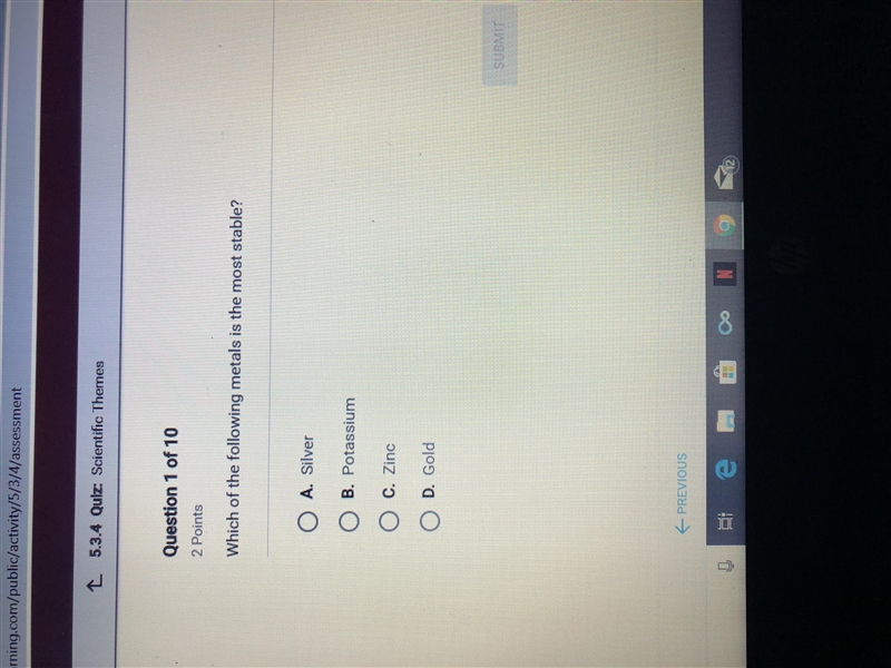 Which of the following metals is the most stable-example-1