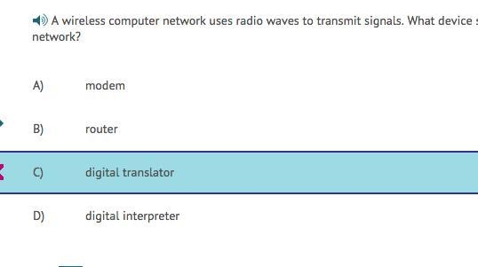 A wireless computer network uses radio waves to transmit signals. What device sends-example-1