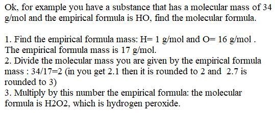 Hows does one determine a molecular formula from the emprical formula?-example-1