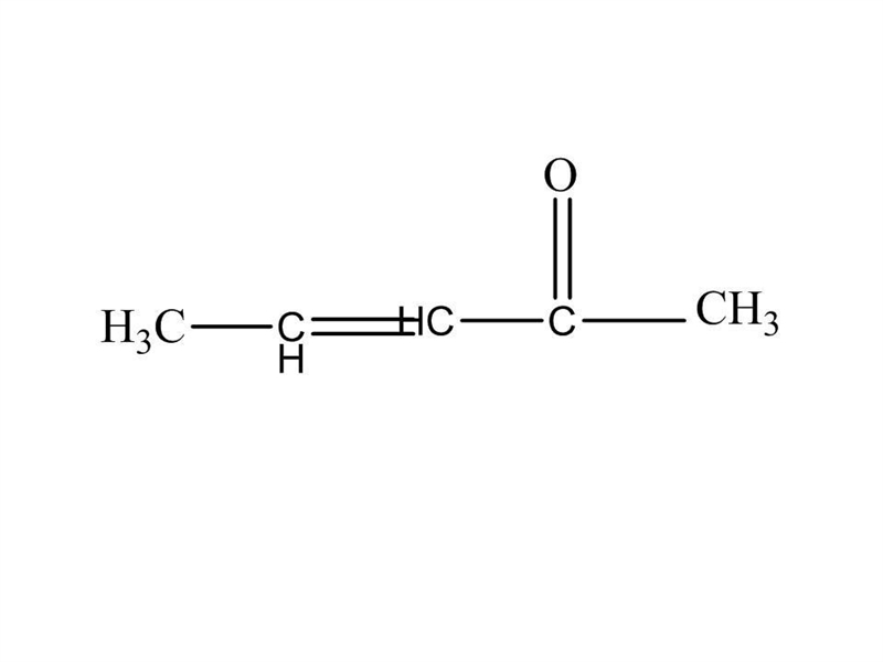 How many double bonds in the molecule ch3chchc(0)ch3 ?-example-1