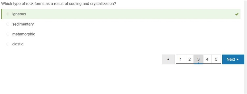 Which type of rock forms as a result of cooling and crystallization? a. igneous b-example-1