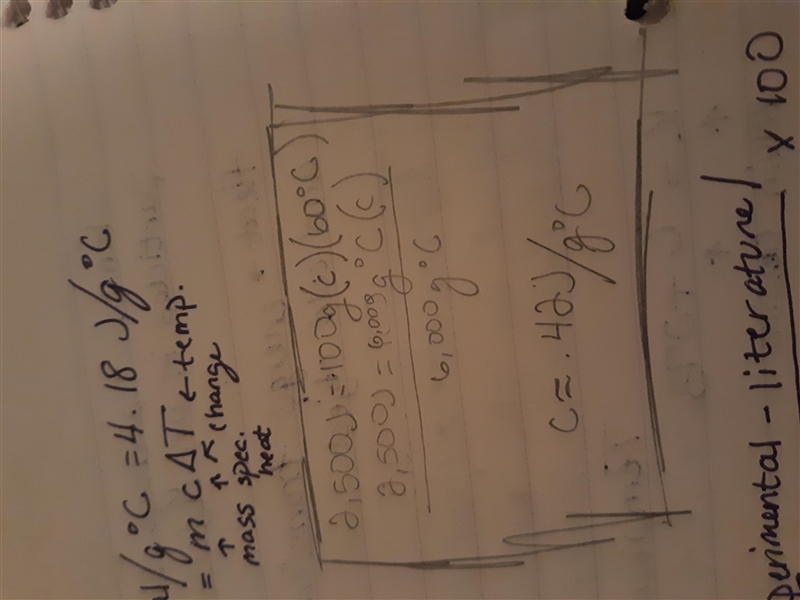 What is the specific heat of a substance that absorbs 2500 joules of heat when a sample-example-1