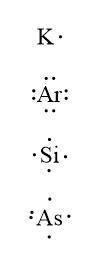 • Draw lewis dot structures for an atom of each of following elements: 1. K 3. Ar-example-1