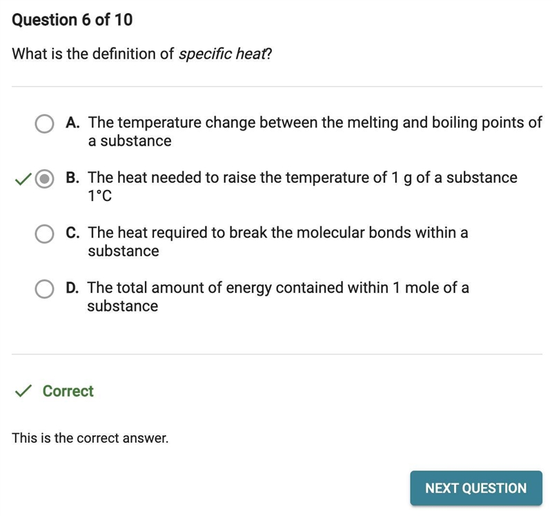 What is the definition of specific heat ?-example-1