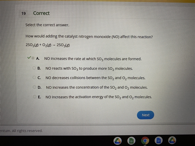 How would adding the catalyst nitrogen monoxide (NO) affect this reaction? 2SO2(g-example-1