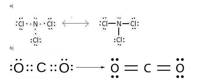 Draw the electron dot structure for each of the molecules below A. NCI3 B. CO2 C.H-example-1