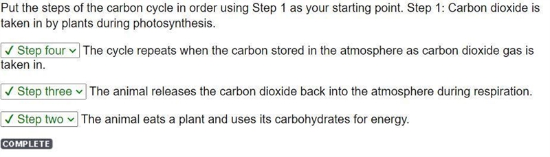 The cycle repeats when the carbon stored in the atmosphere as carbon dioxide gas is-example-1