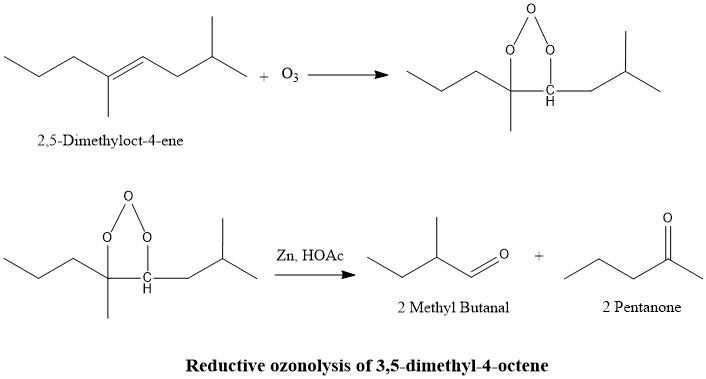 Structure for reductive ozonolysis of 3,5-dimethyl-4-octene​-example-1