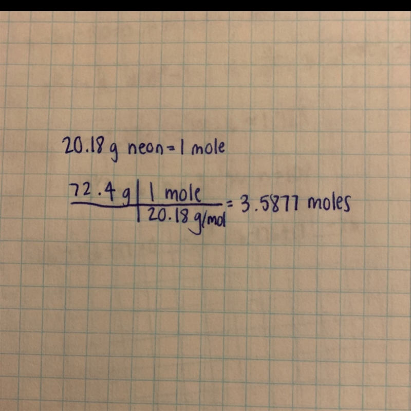 What is 72.4 grams of neon in moles?-example-1